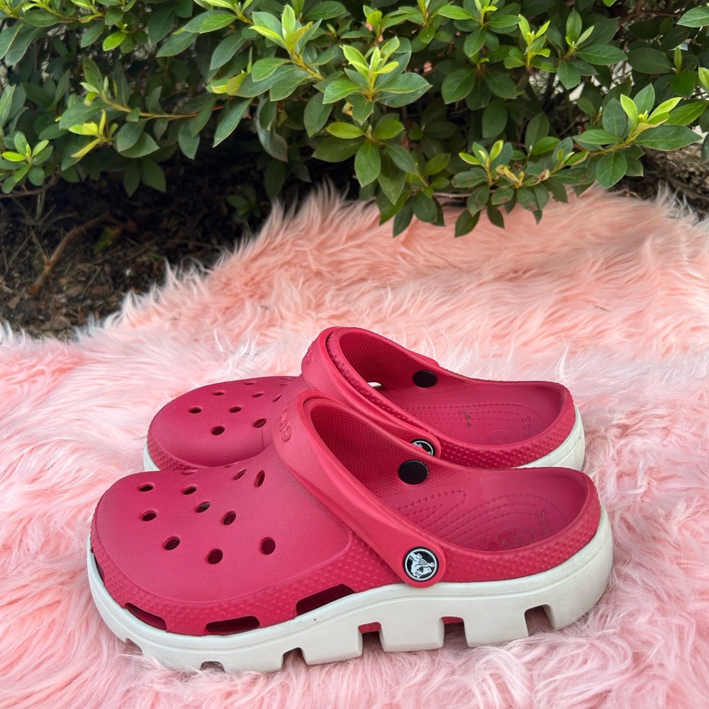 CROCS White and Pink Sandals with Durable Soles